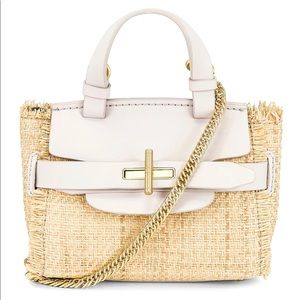 Zac Zac Posen Bridgette Belted Mini Crossbody Straw Multi Rose Quartz